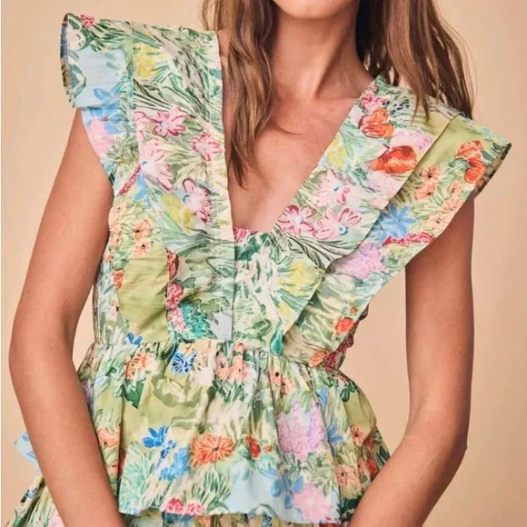 Hunter Bell Pamela Dress Garden Party Floral Tiered Mini Size 10 - Picture 6 of 16